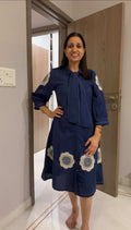 Midnight bloom a-line dress