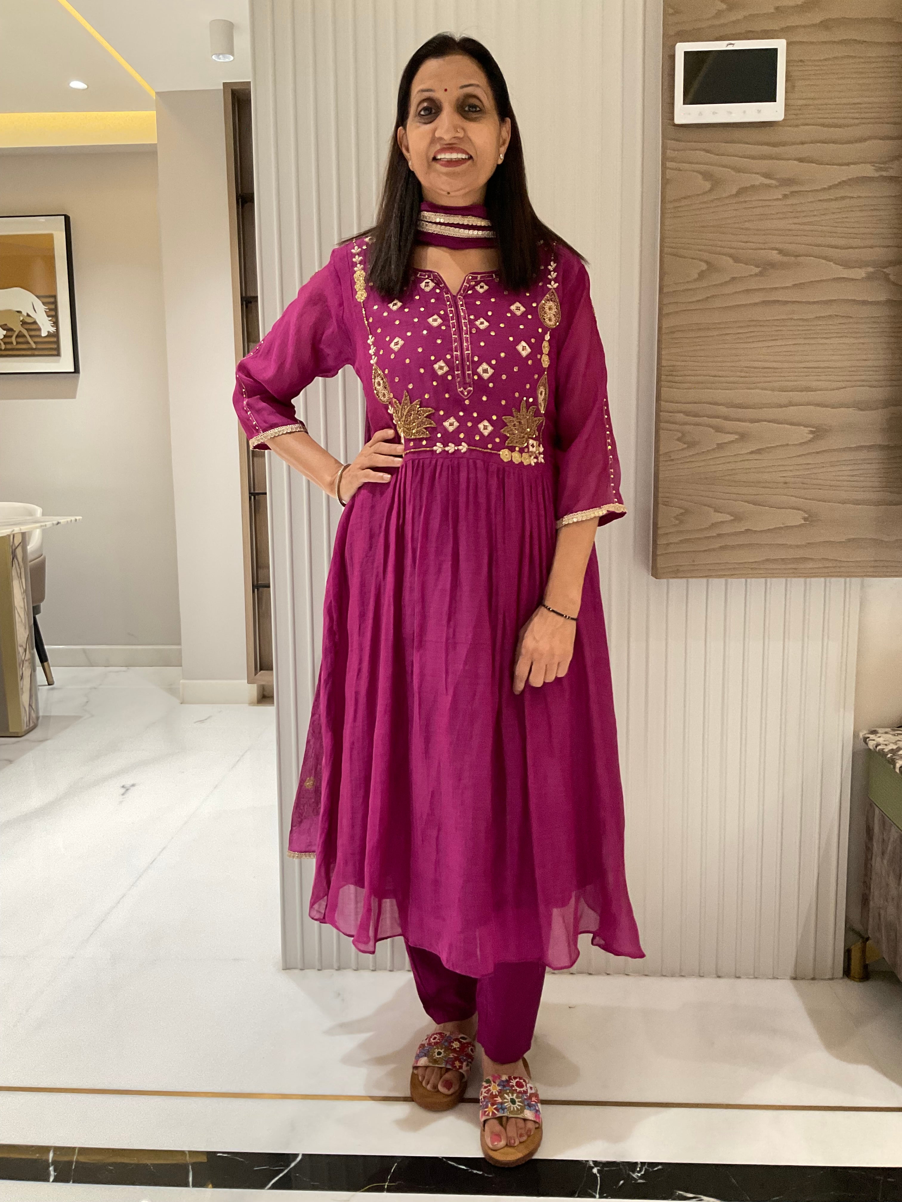 Diya Flower Onion Mul Suit
