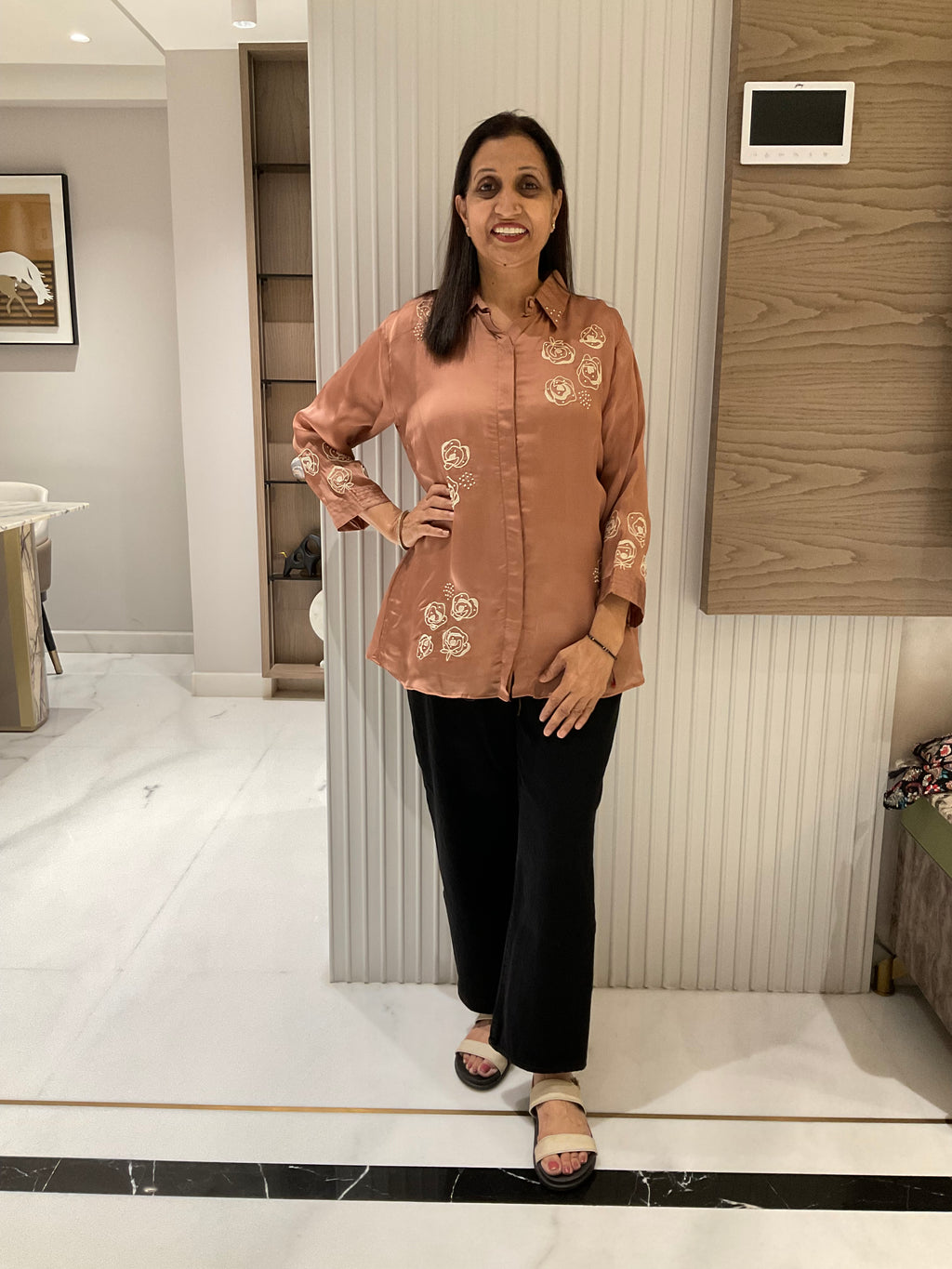 Rose satin Shirt