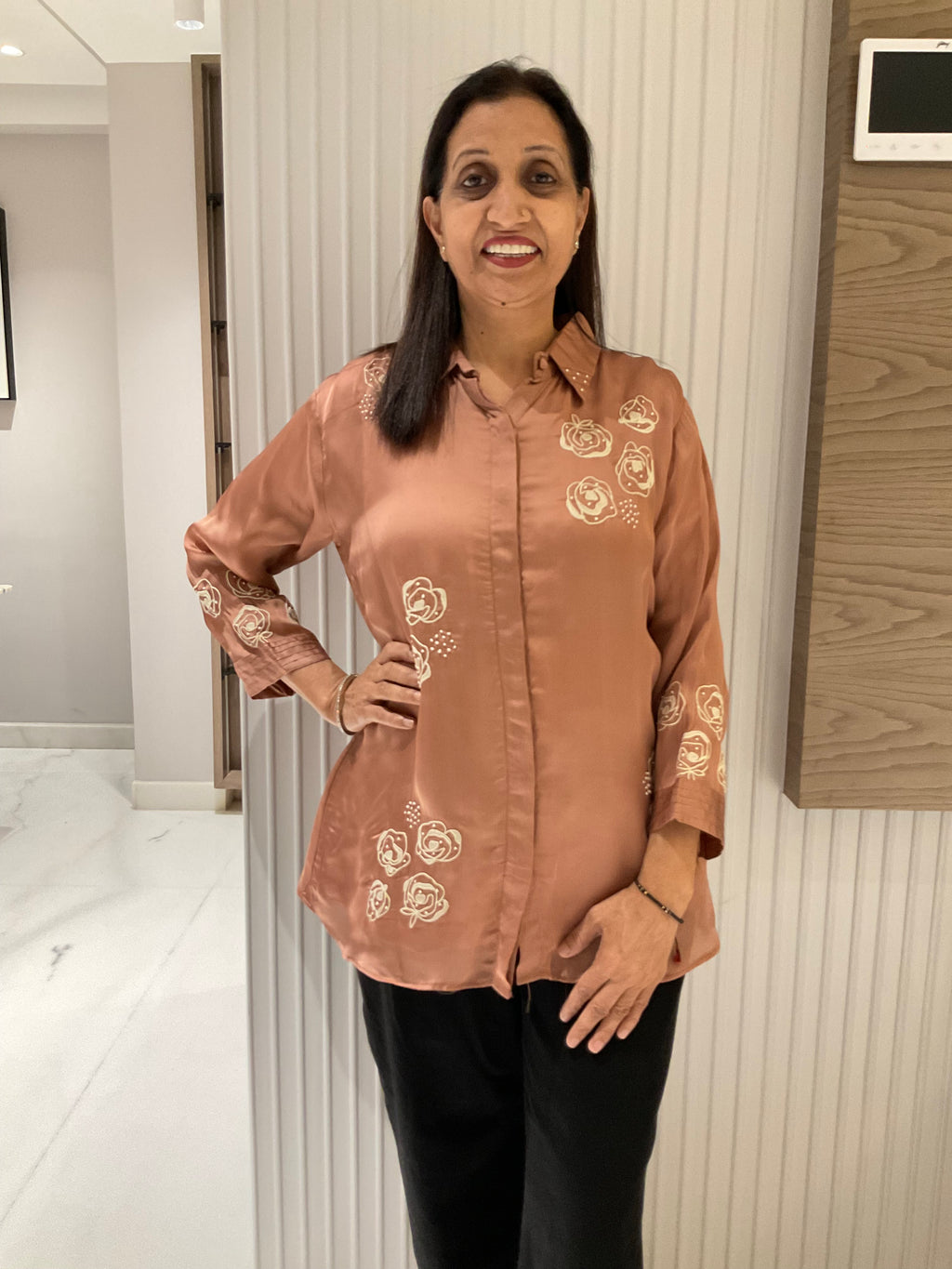 Rose satin Shirt