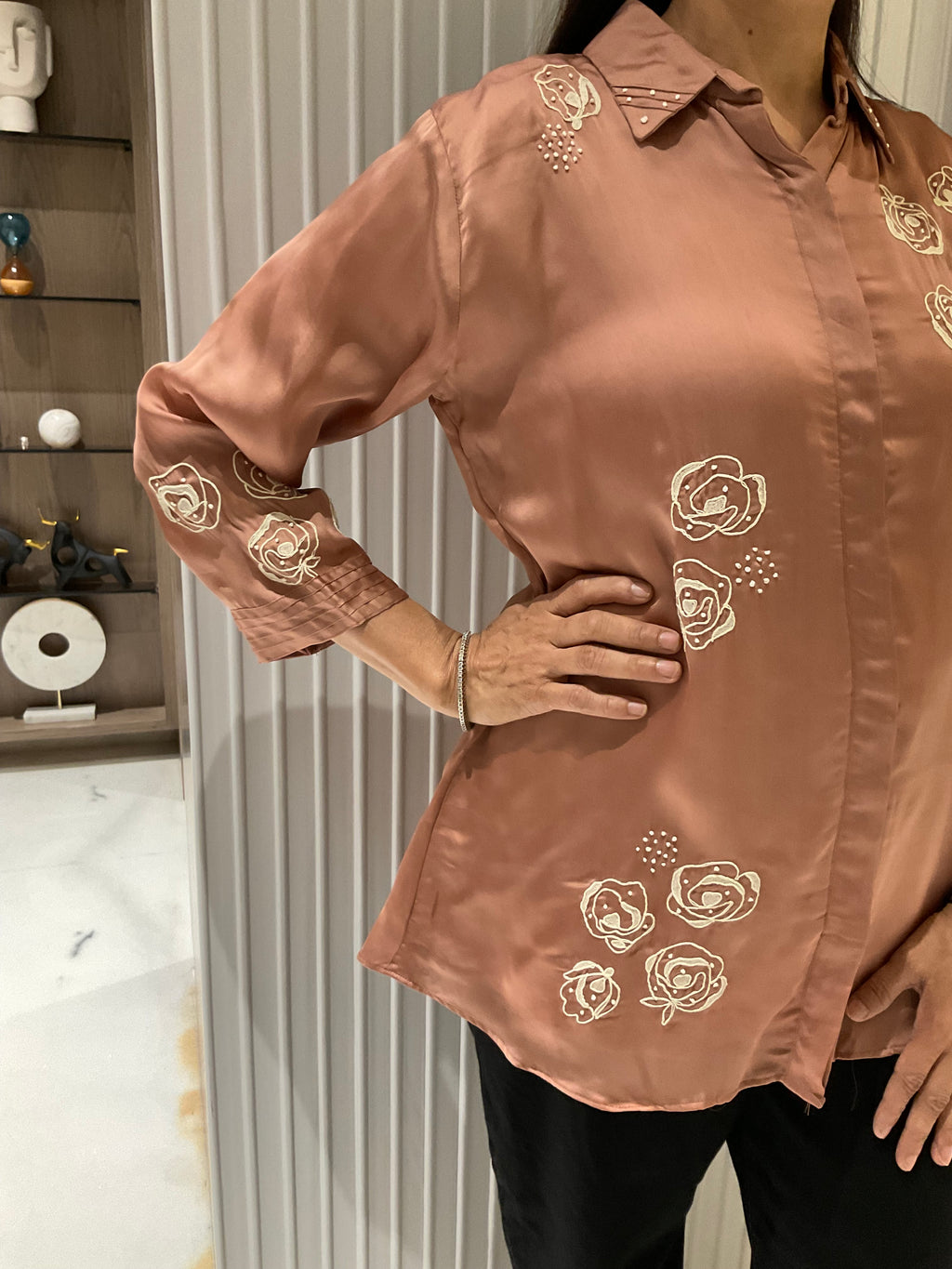 Rose satin Shirt
