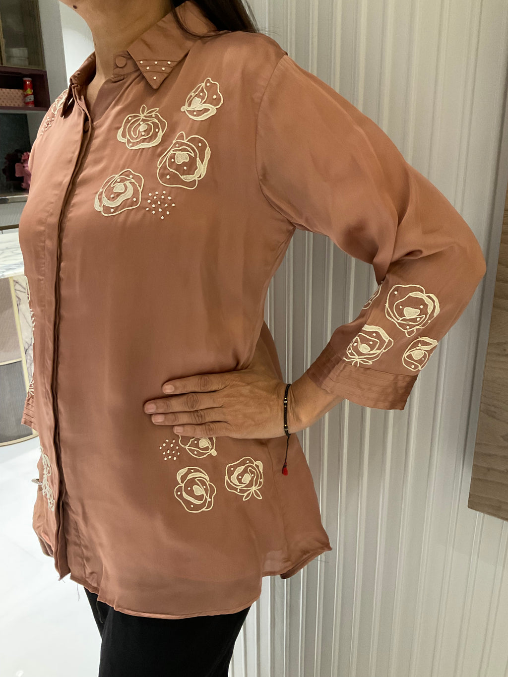 Rose satin Shirt