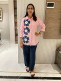 Denim flower cotton shirt