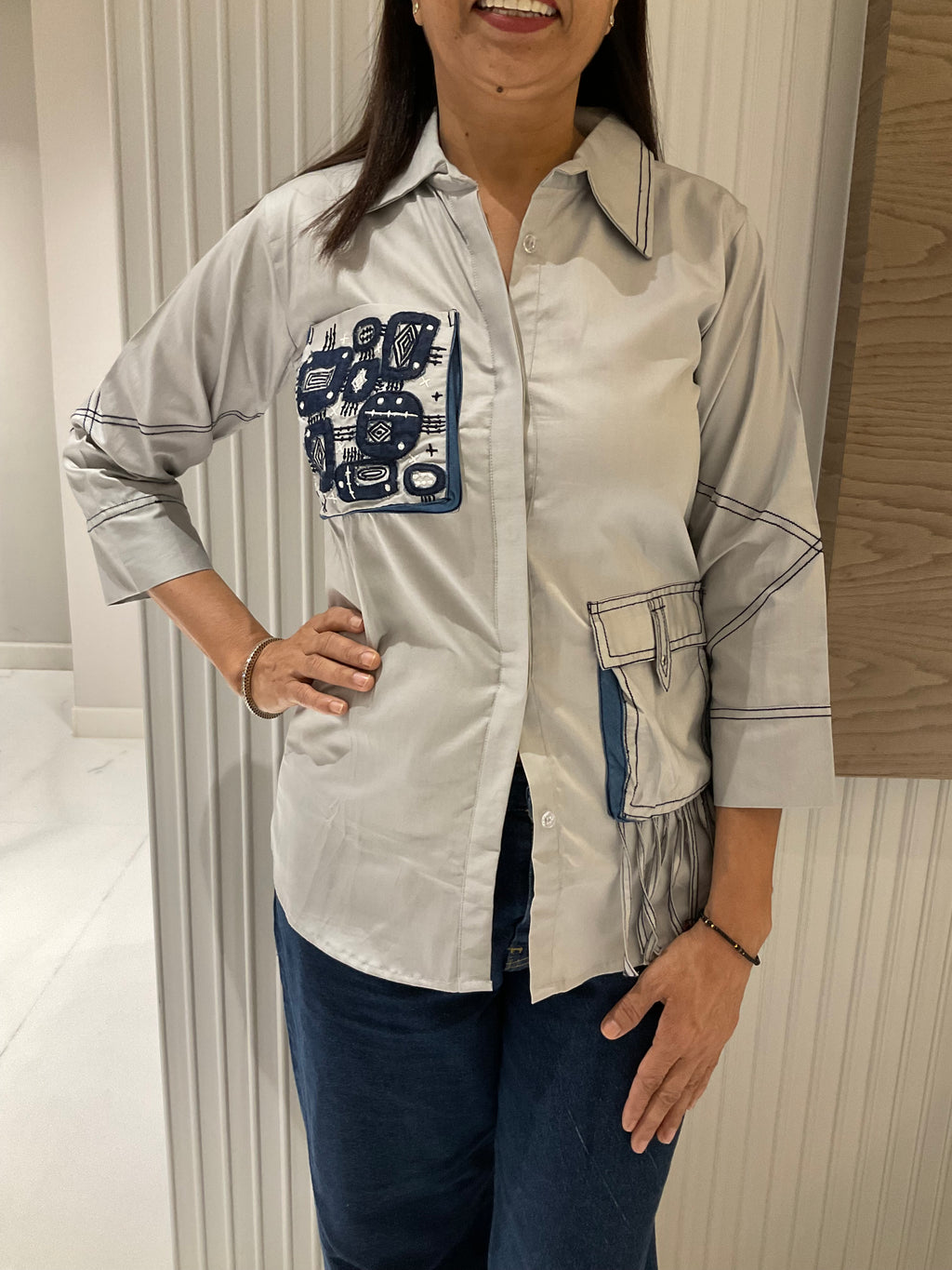 Geometric shirt with back work