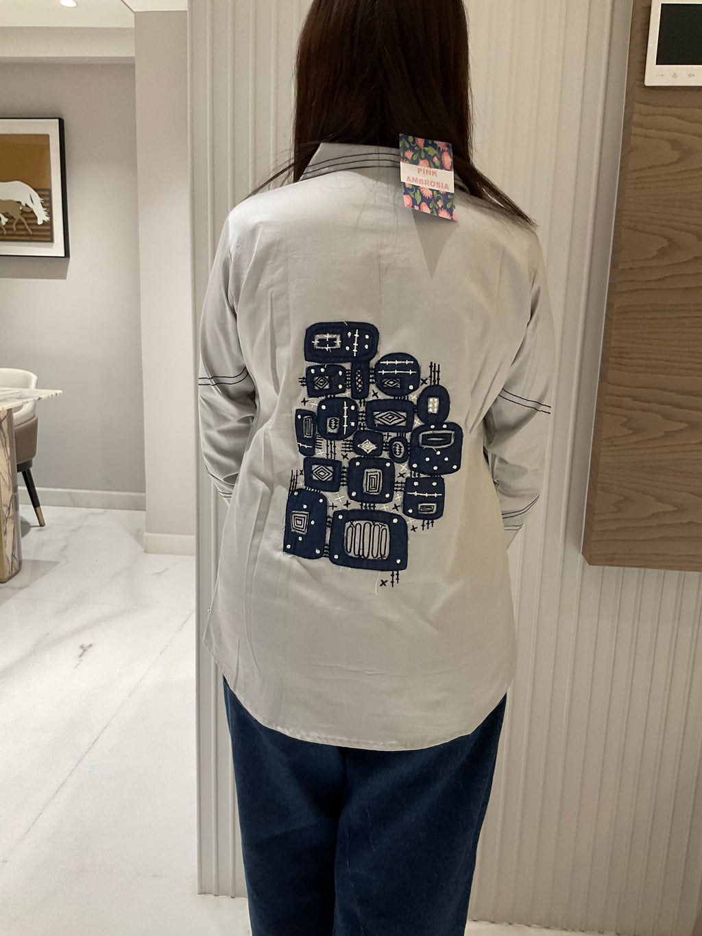 Geometric shirt with back work