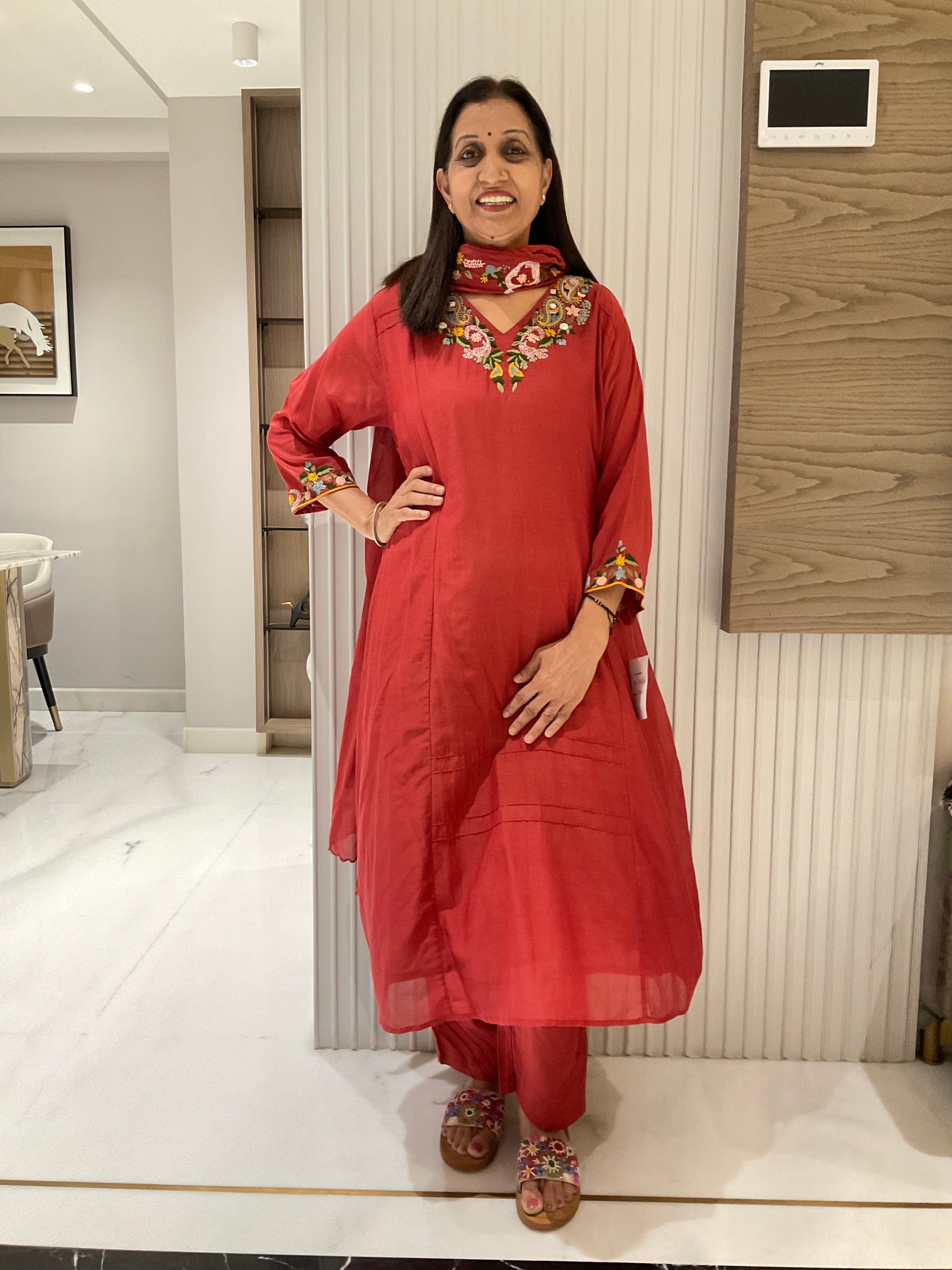 Multi-color Paisley embroidery suit