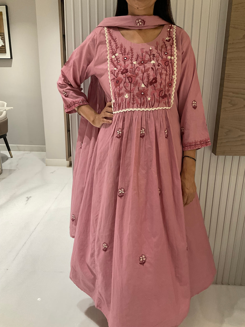 Pink Blossom valley a-line suit