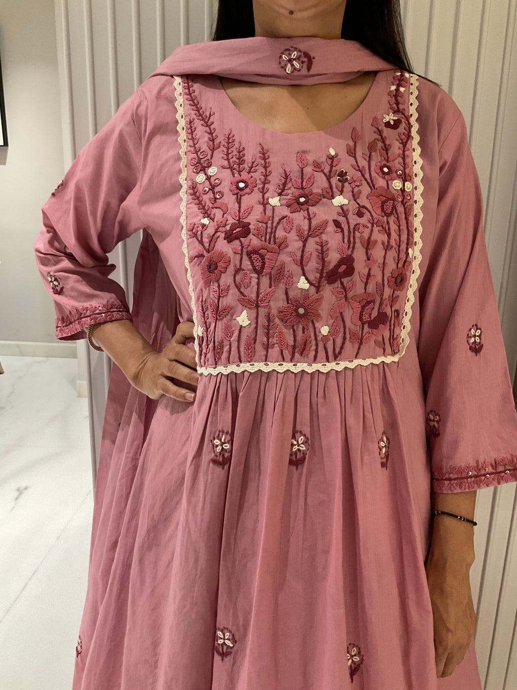 Pink Blossom valley a-line suit