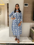 Indigo charm straight cotton suit