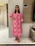 Pink punch straight cotton suit