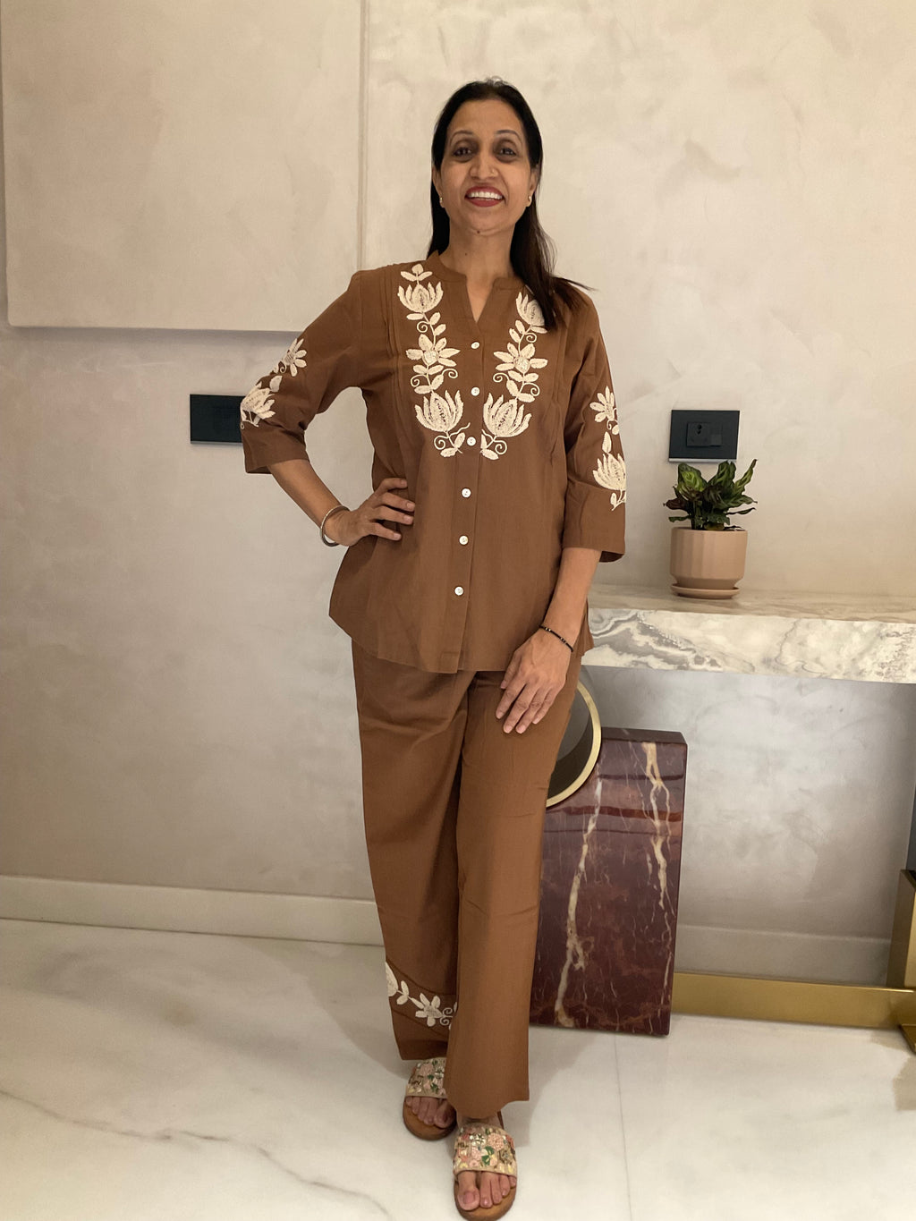 Elegant floral embroidery co-ord set