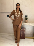 Elegant floral embroidery co-ord set