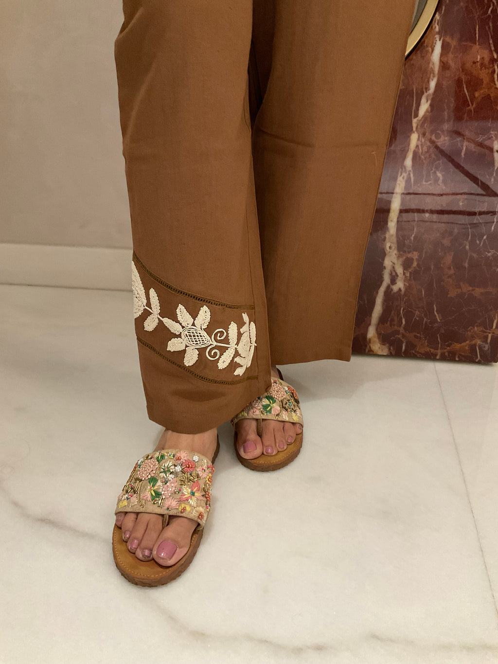 Elegant floral embroidery co-ord set