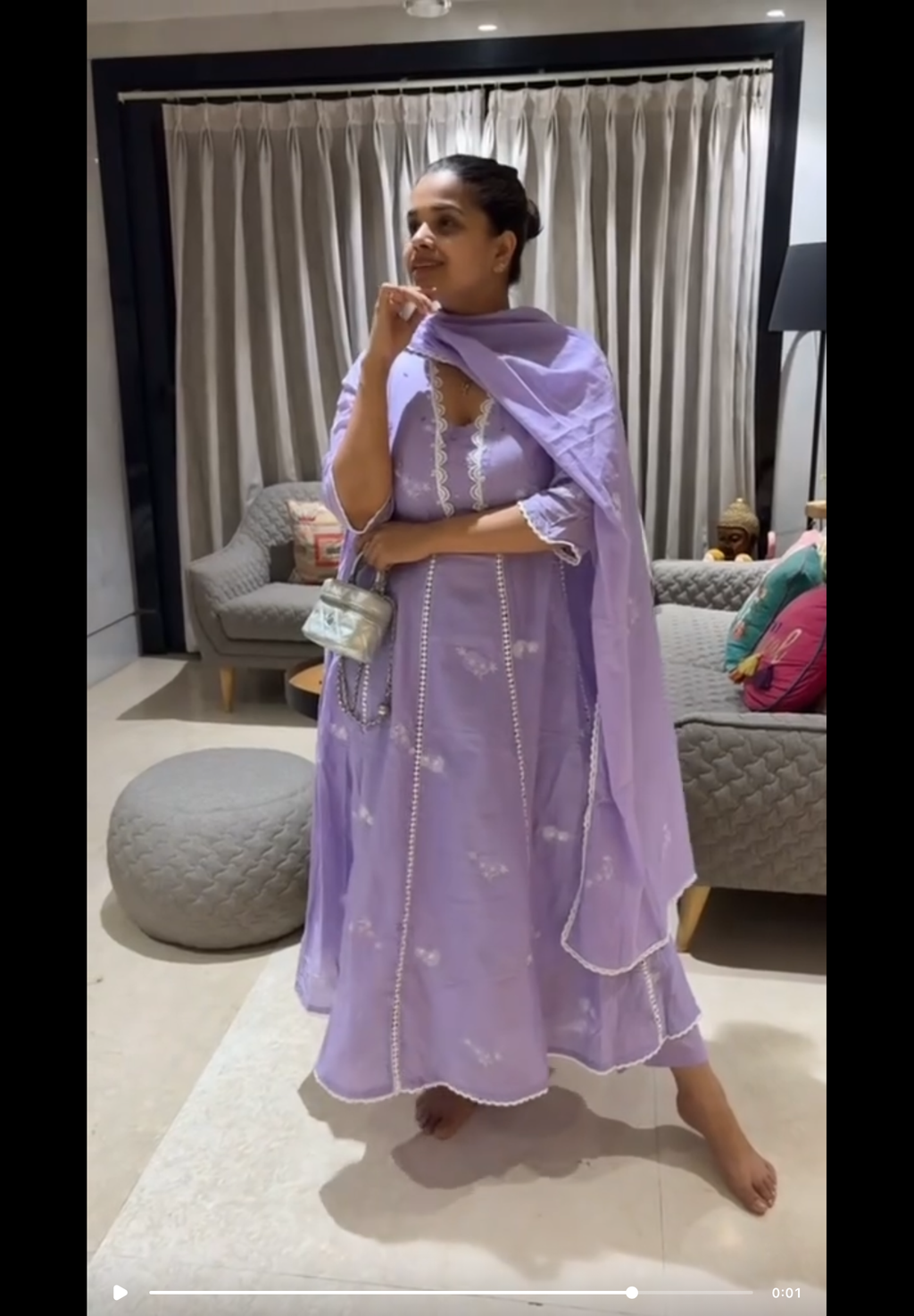 Lavender scallop Anarkali set