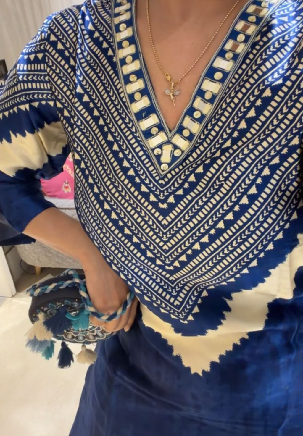 Monsoon V weave kurta set