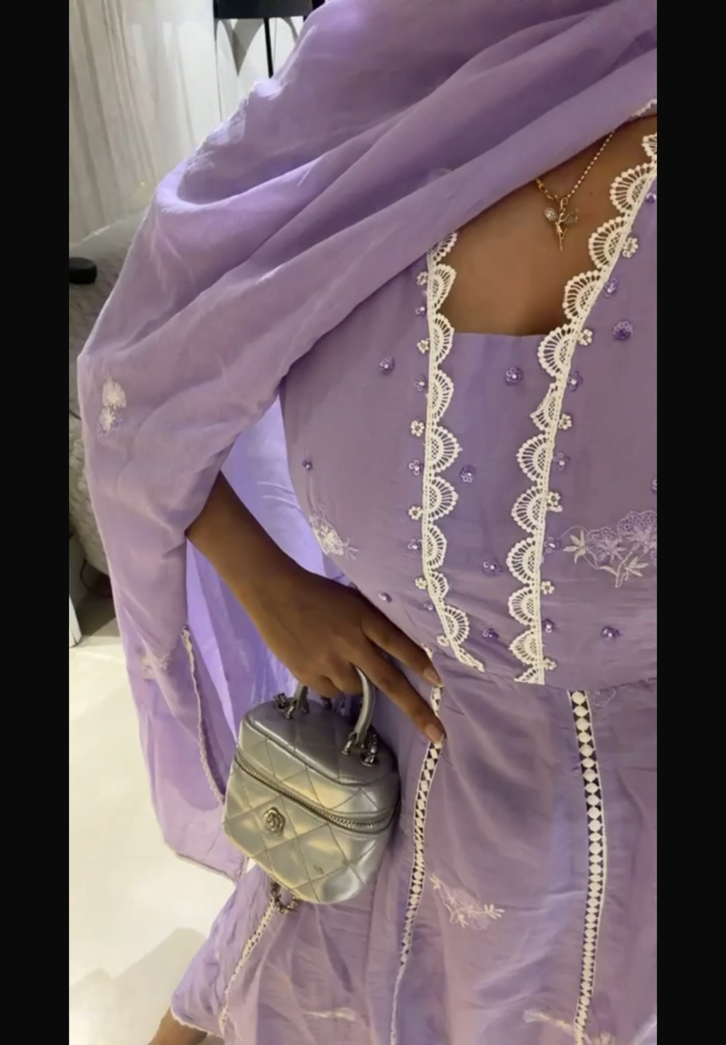 Lavender scallop Anarkali set