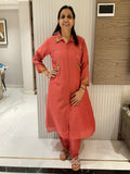 Vertical geometric embroidery a-line mul suit