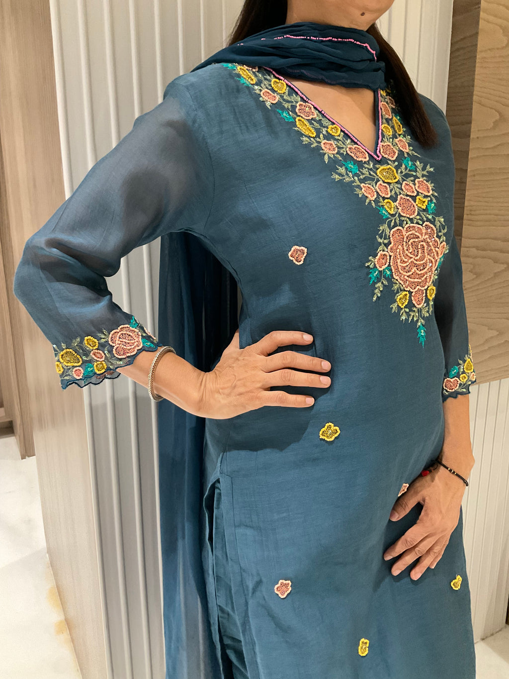 The Royal Rose-Teal straight mul suit