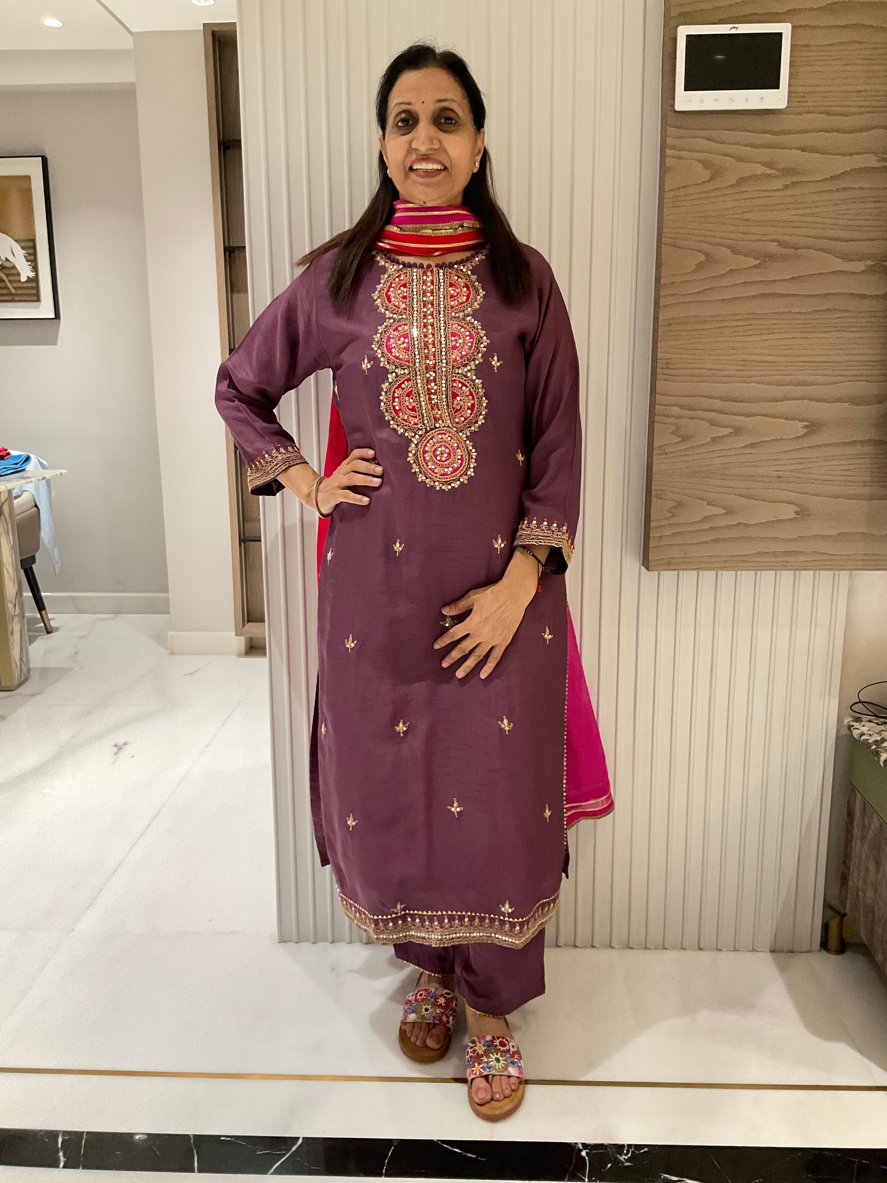 Empress wine straight dolla silk suit