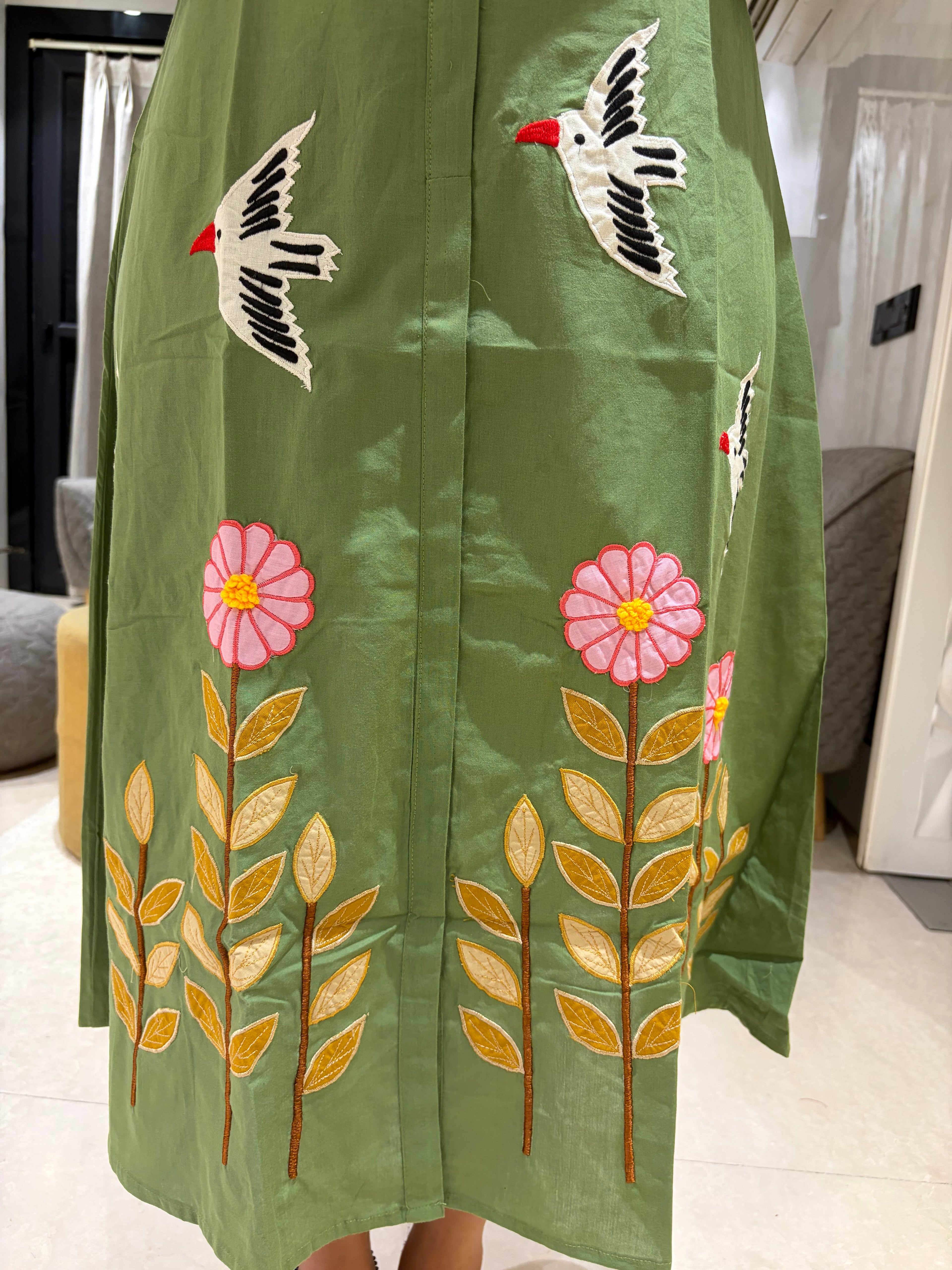Chirpy blossom a-line dress