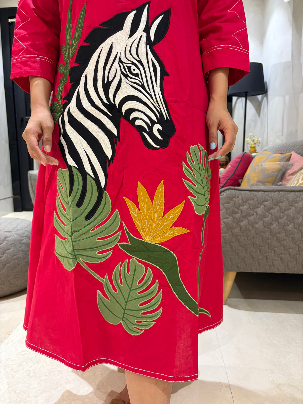Zebra cotton a-line dress