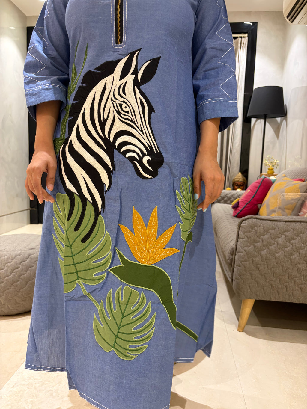 Zebra cotton a-line dress