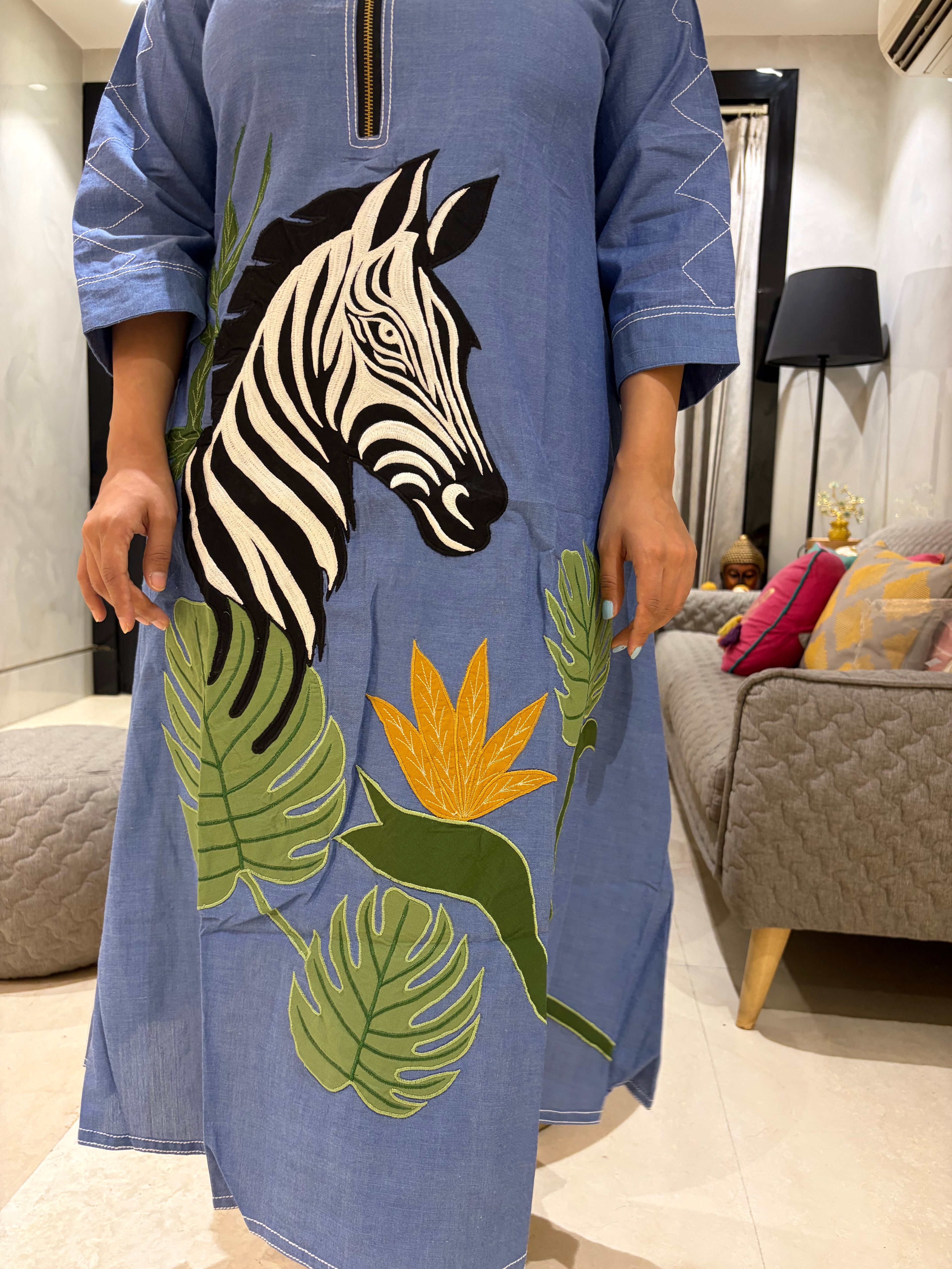 Zebra cotton a-line dress
