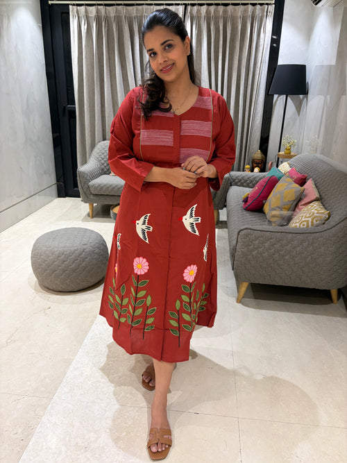 Chirpy blossom a-line dress