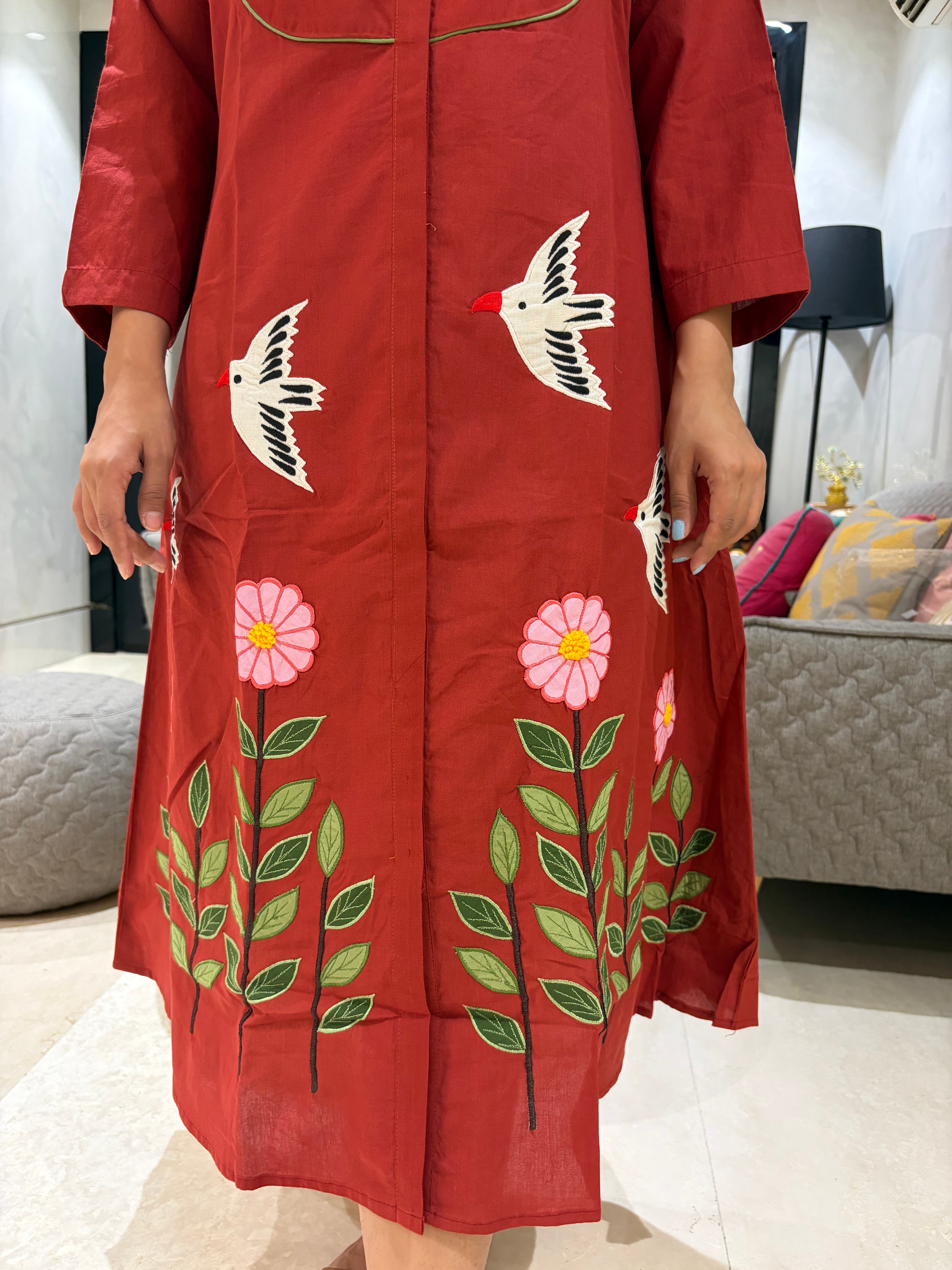 Chirpy blossom a-line dress