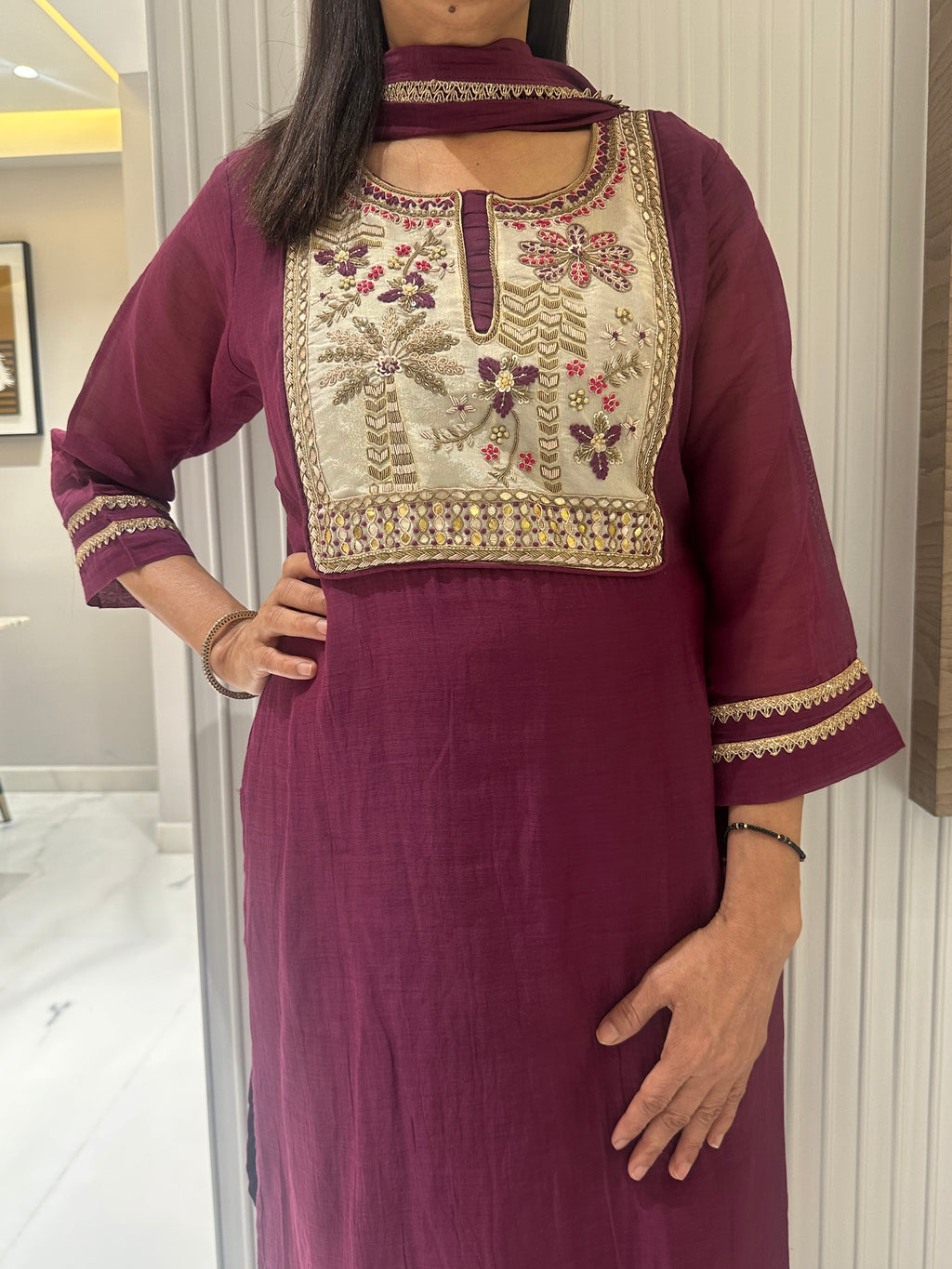 Royal emerald & amethyst mul chanderi suits