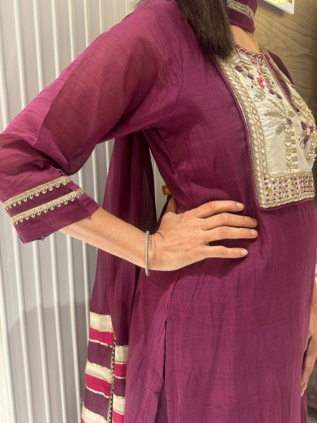 Royal emerald & amethyst mul chanderi suits