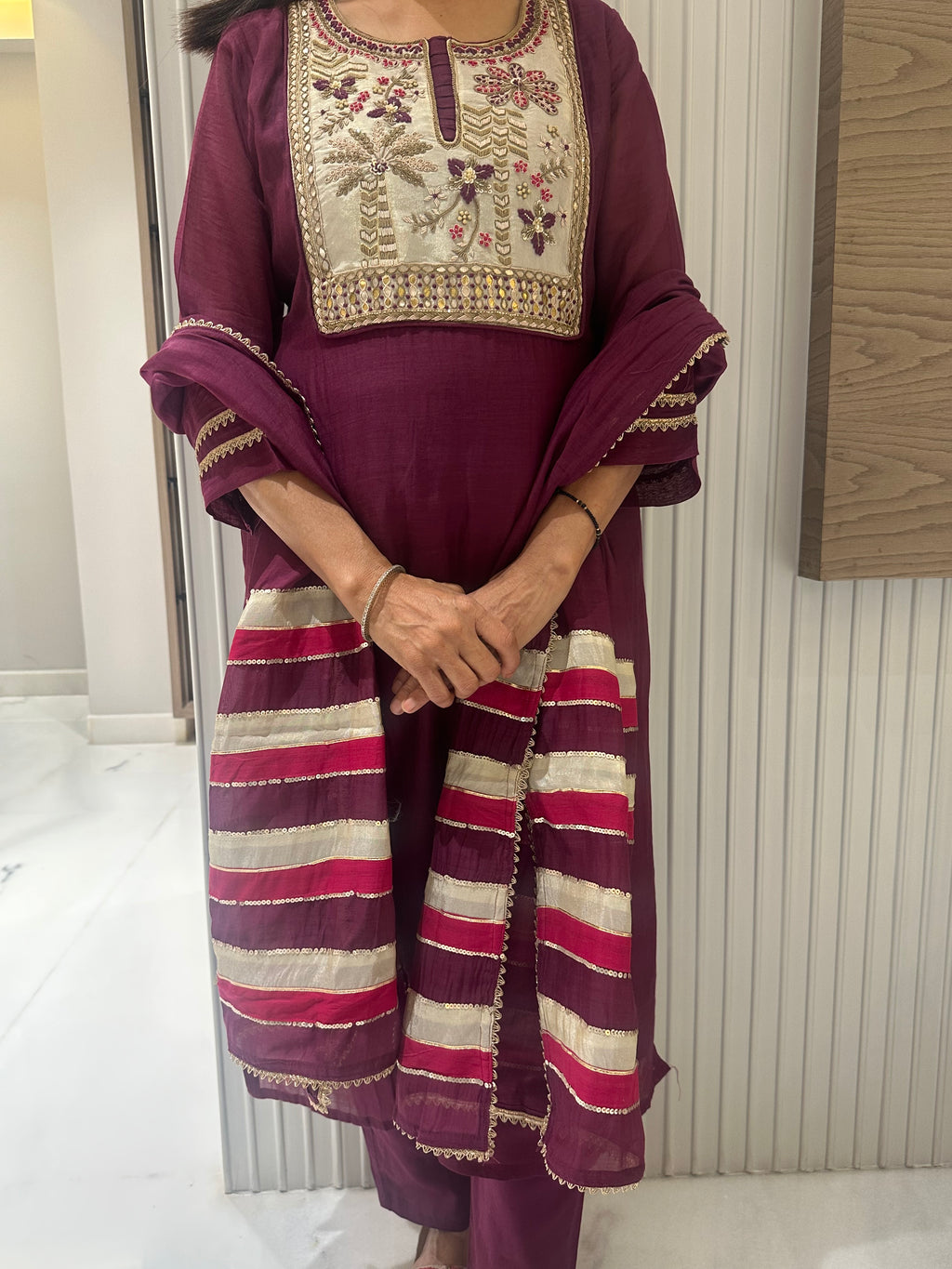 Royal emerald & amethyst mul chanderi suits