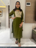 Royal emerald & amethyst mul chanderi suits