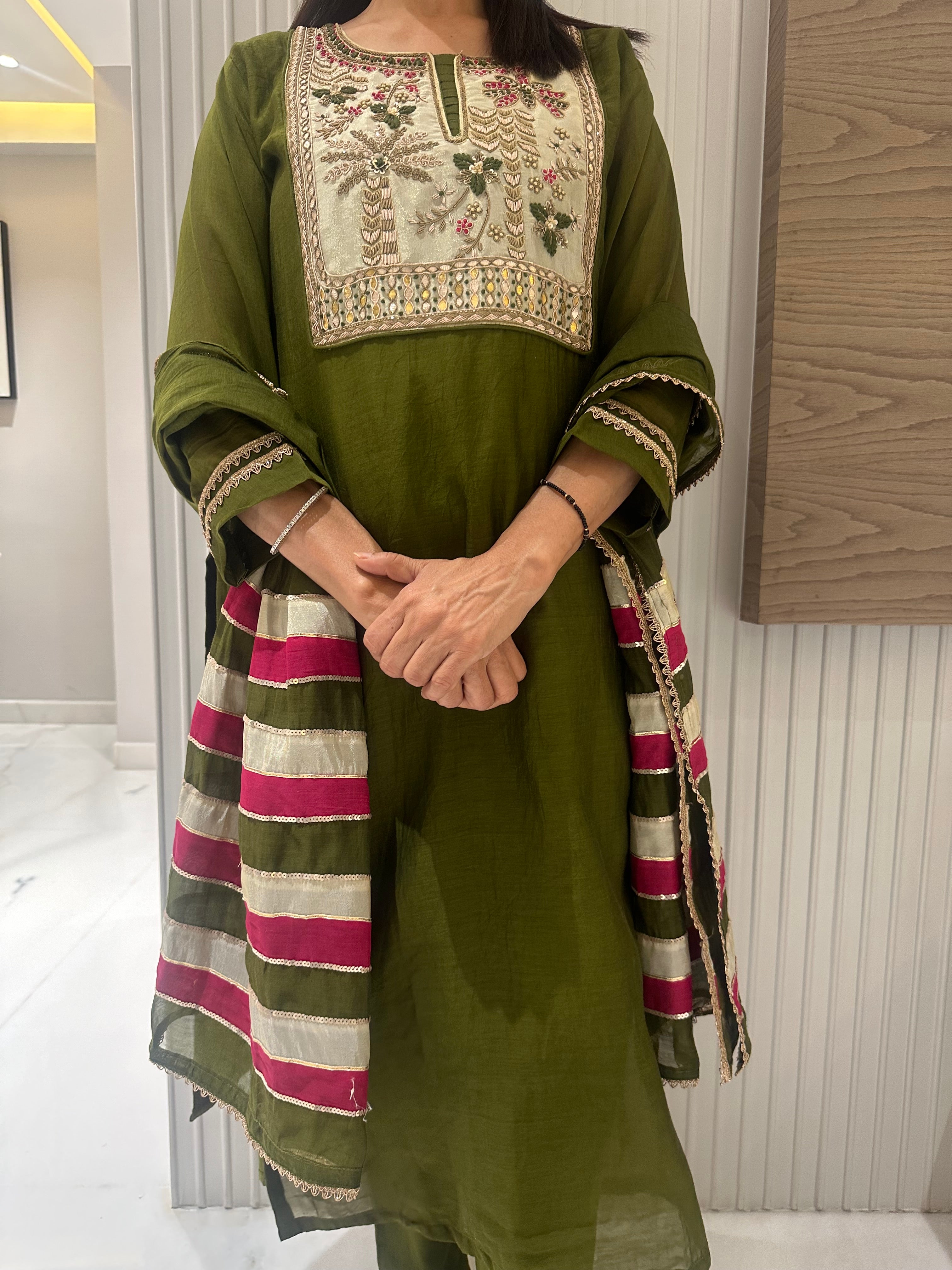 Royal emerald & amethyst mul chanderi suits
