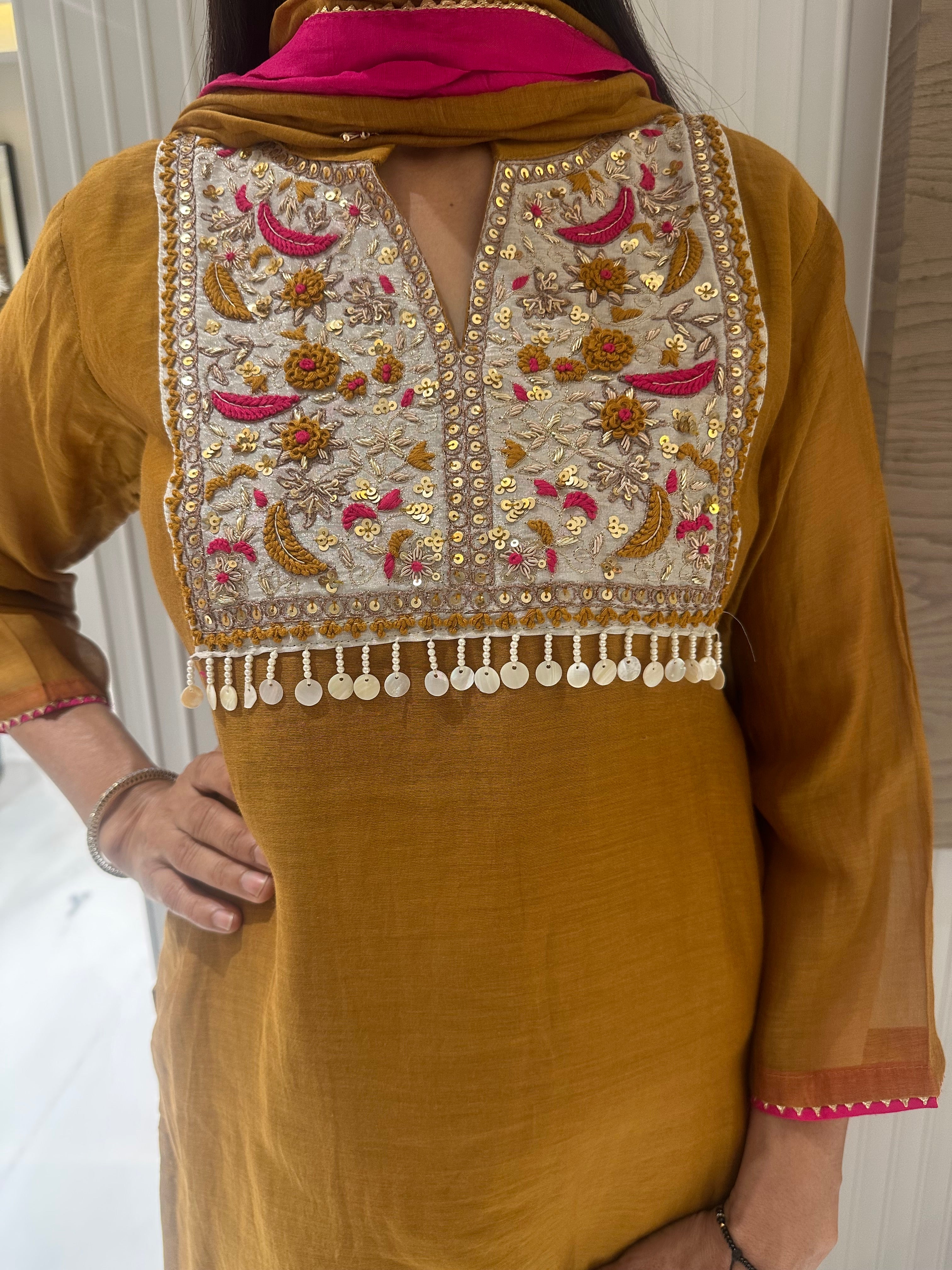Heritage hues mul chanderi suits