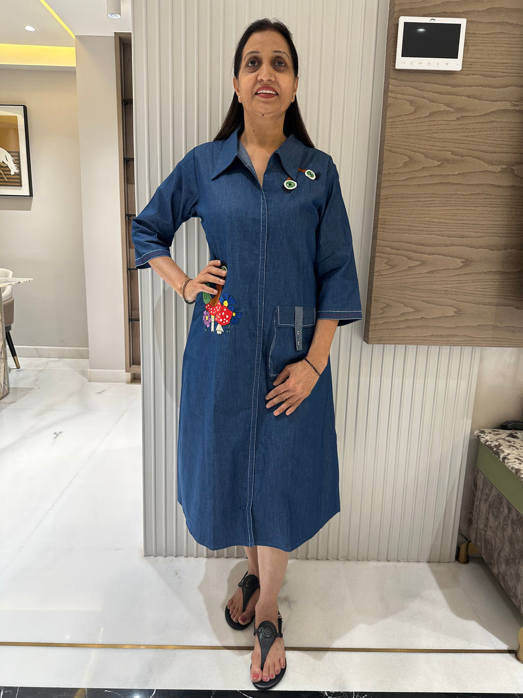 Mushroom Denim Dress